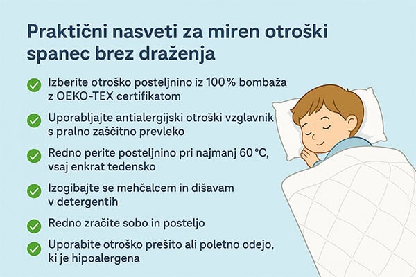 Praktični nasveti za izbiro in nego otroške posteljnine za zdrav spanec otrok